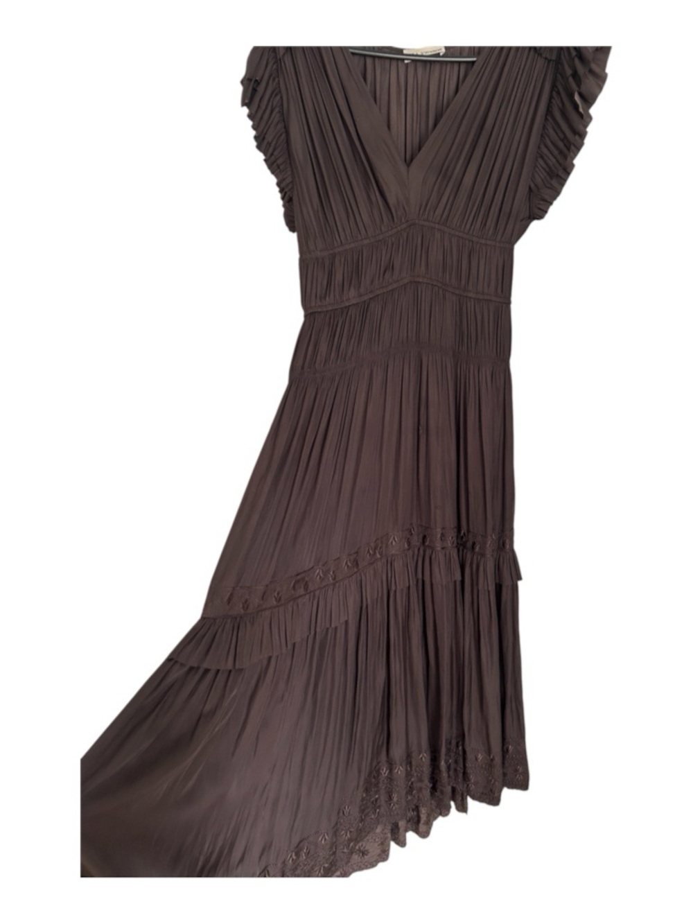 Ulla Johnson Chocolate Brown Pleated Midi Dress